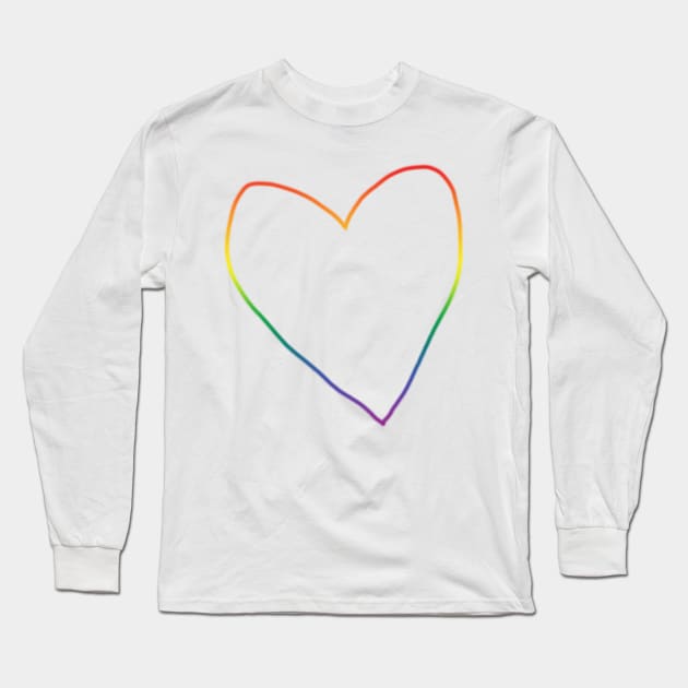 Pride Gradient Heart Line Valentines Day Long Sleeve T-Shirt by ellenhenryart